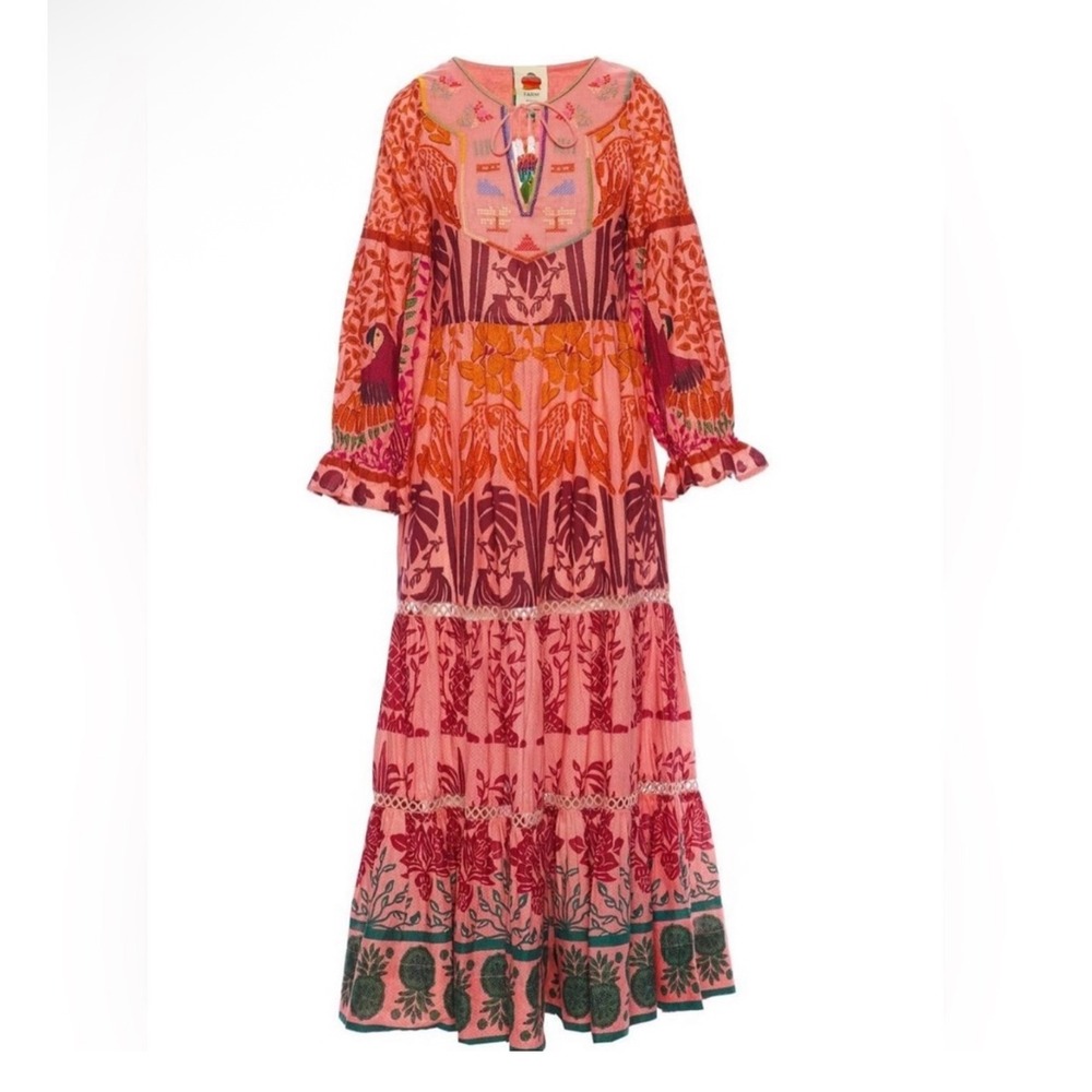 FARM Rio Red and Pink Maxi Dress